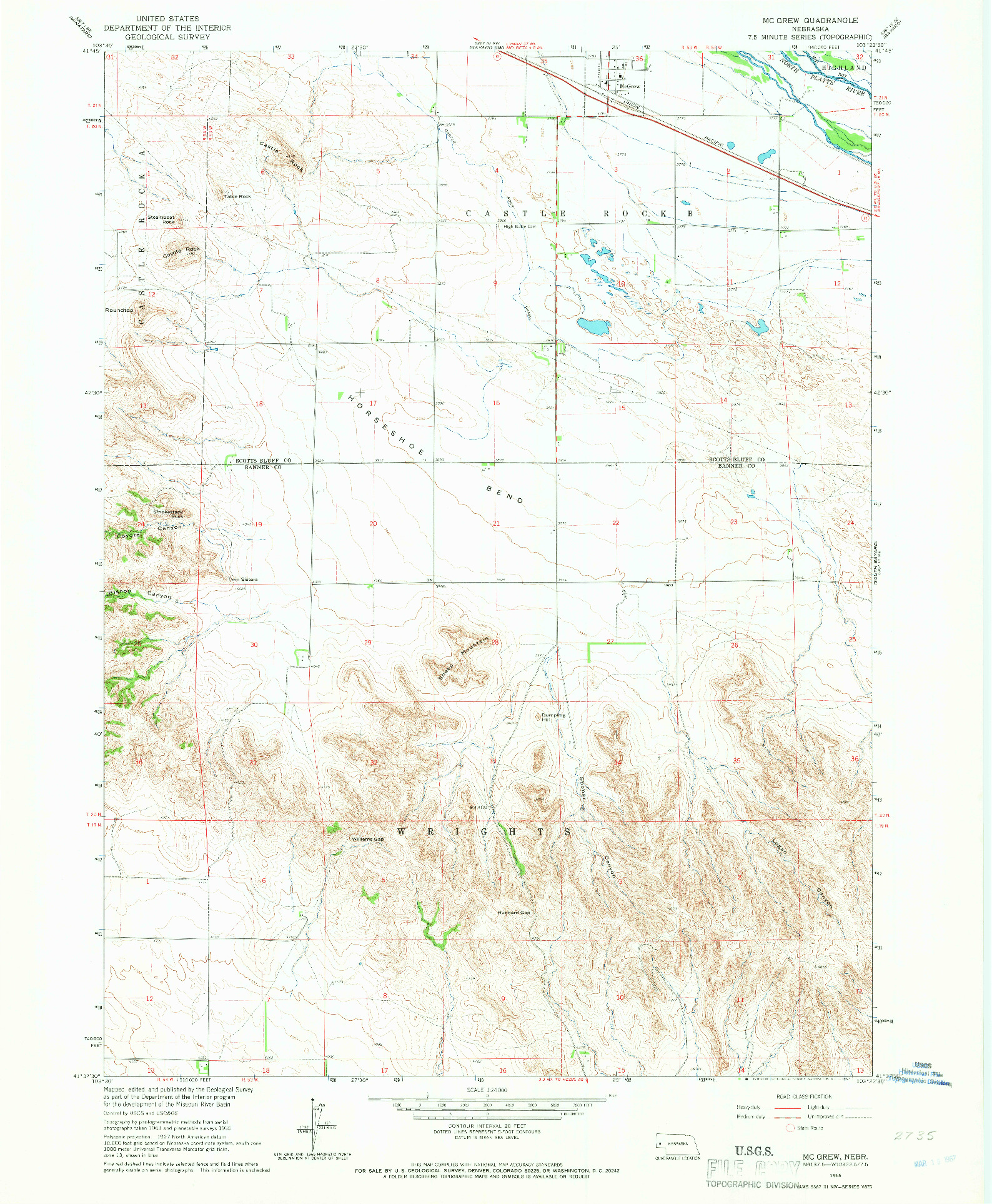 USGS 1:24000-SCALE QUADRANGLE FOR MCGREW, NE 1965