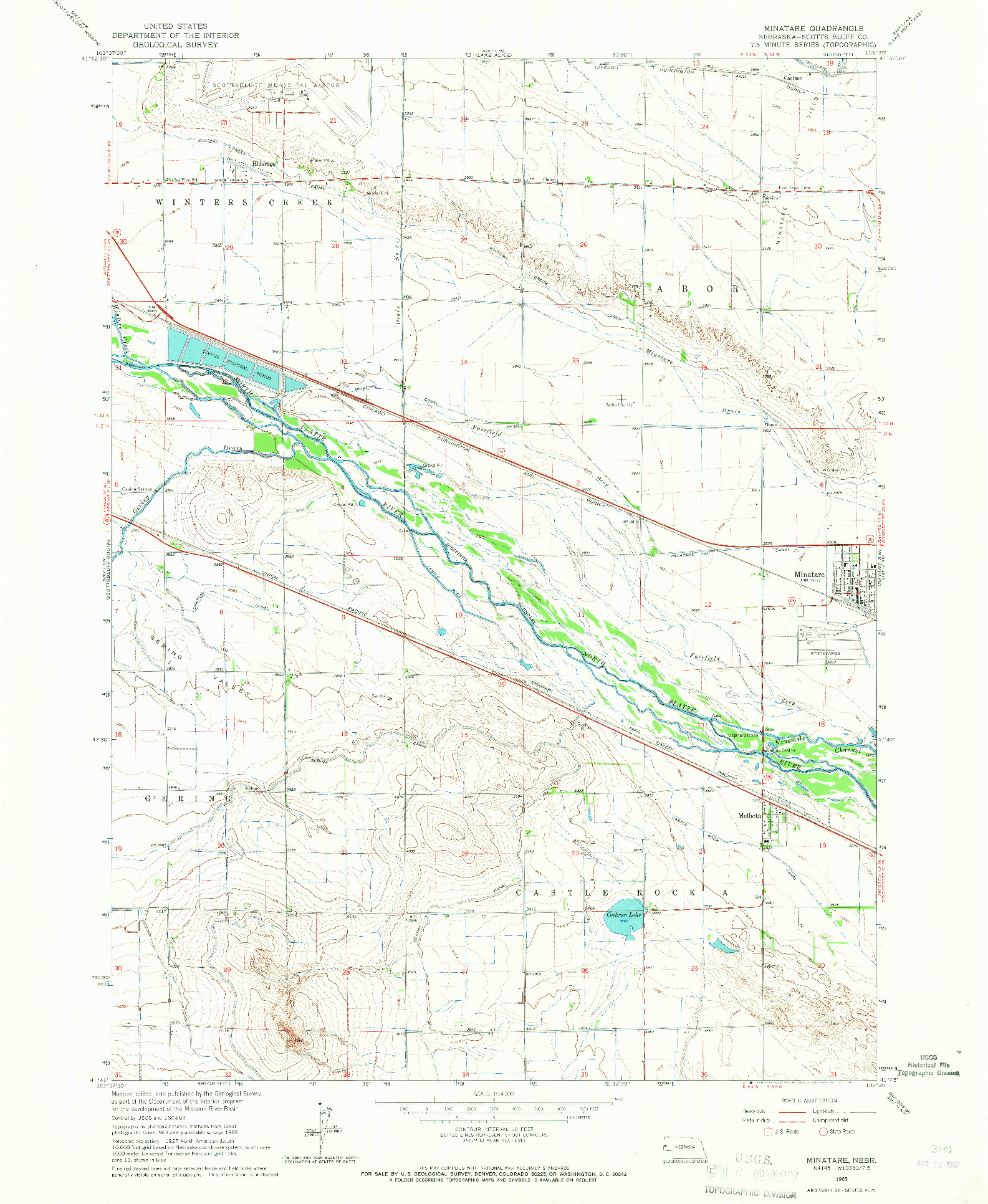 USGS 1:24000-SCALE QUADRANGLE FOR MINATARE, NE 1965