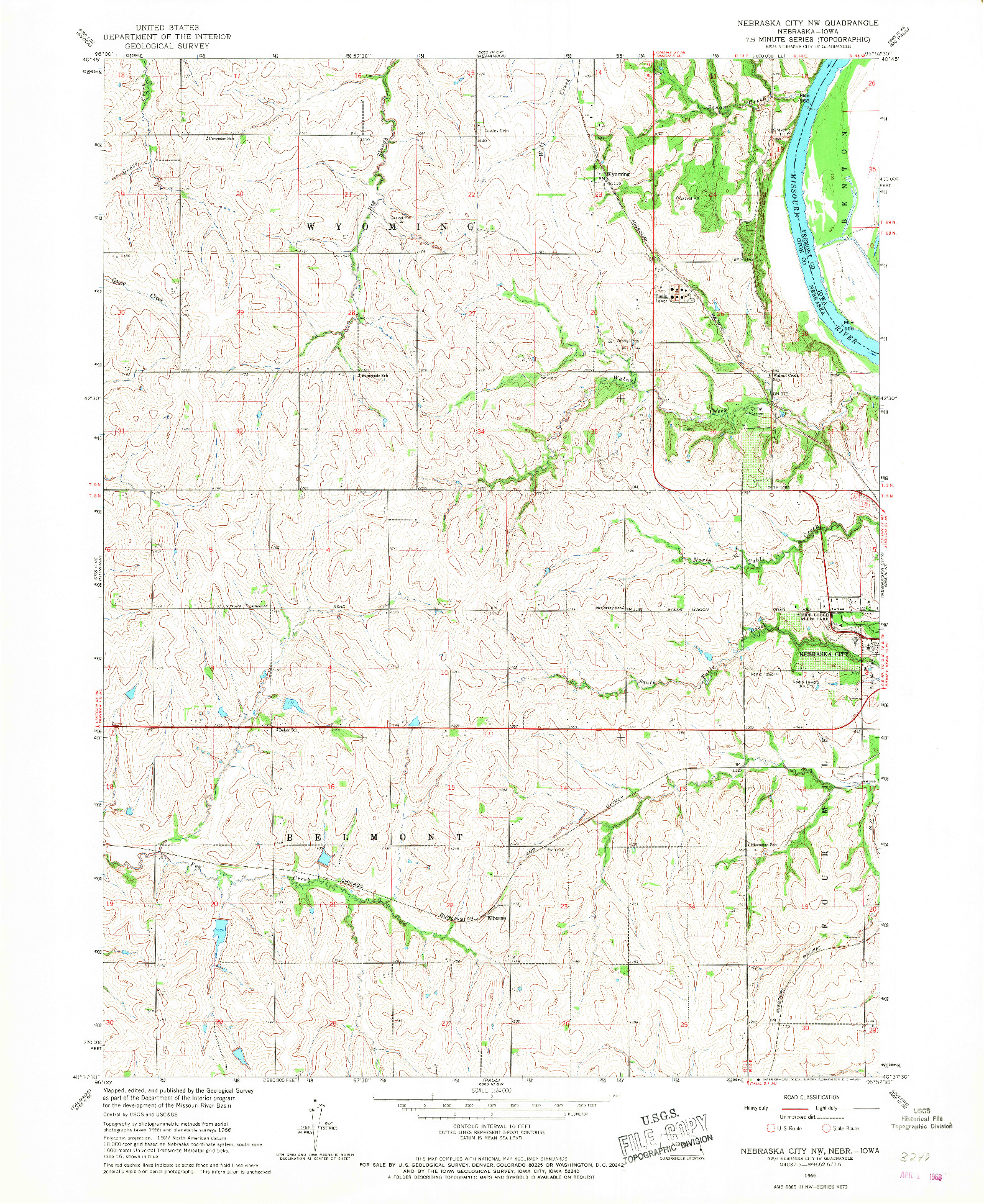 USGS 1:24000-SCALE QUADRANGLE FOR NEBRASKA CITY NW, NE 1966