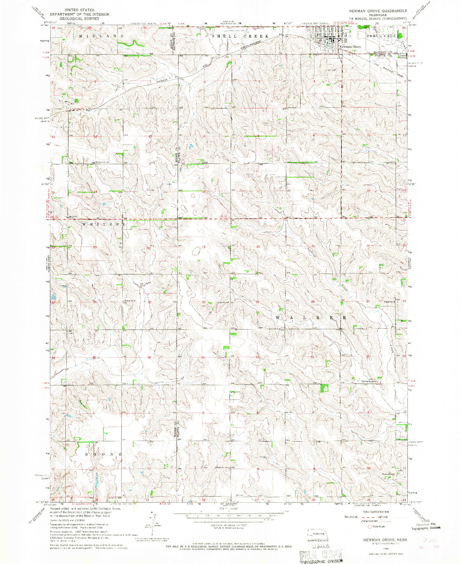 USGS 1:24000-SCALE QUADRANGLE FOR NEWMAN GROVE, NE 1966