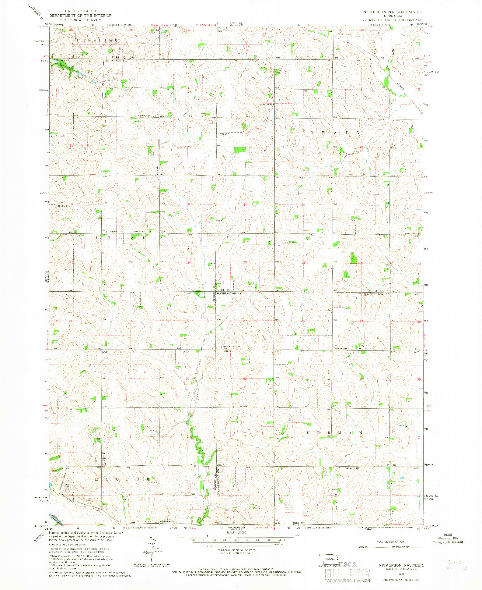 USGS 1:24000-SCALE QUADRANGLE FOR NICKERSON NW, NE 1966