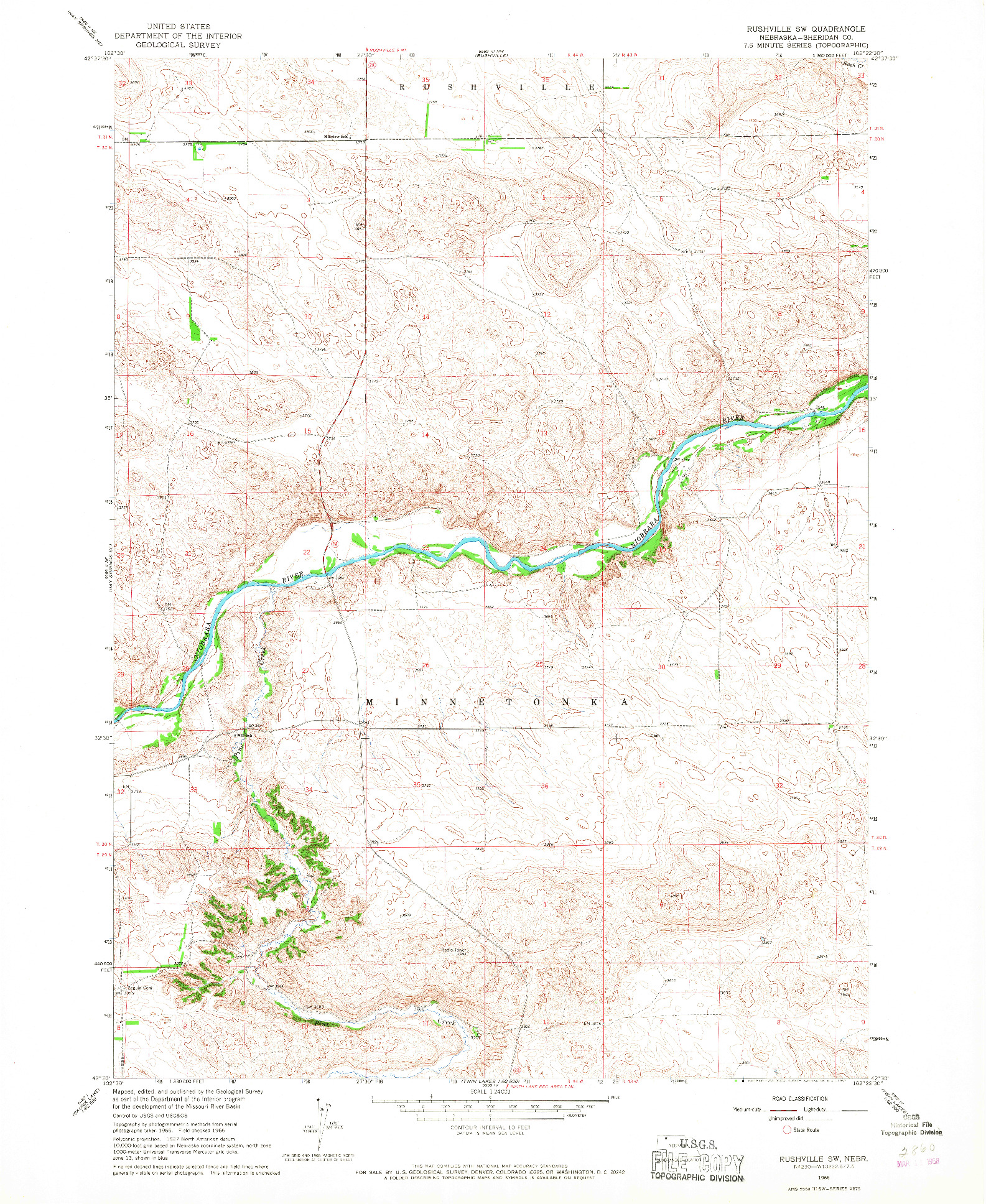 USGS 1:24000-SCALE QUADRANGLE FOR RUSHVILLE SW, NE 1966