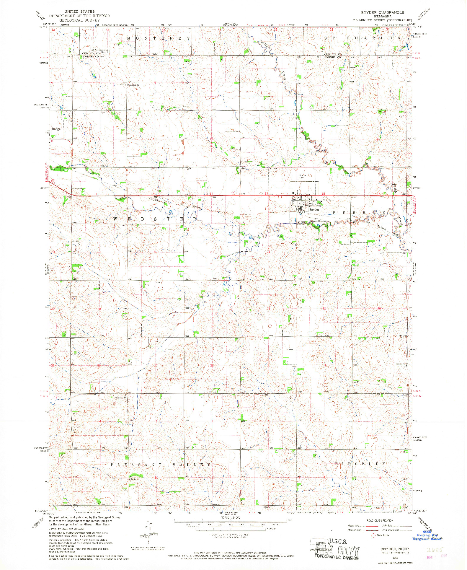 USGS 1:24000-SCALE QUADRANGLE FOR SNYDER, NE 1966