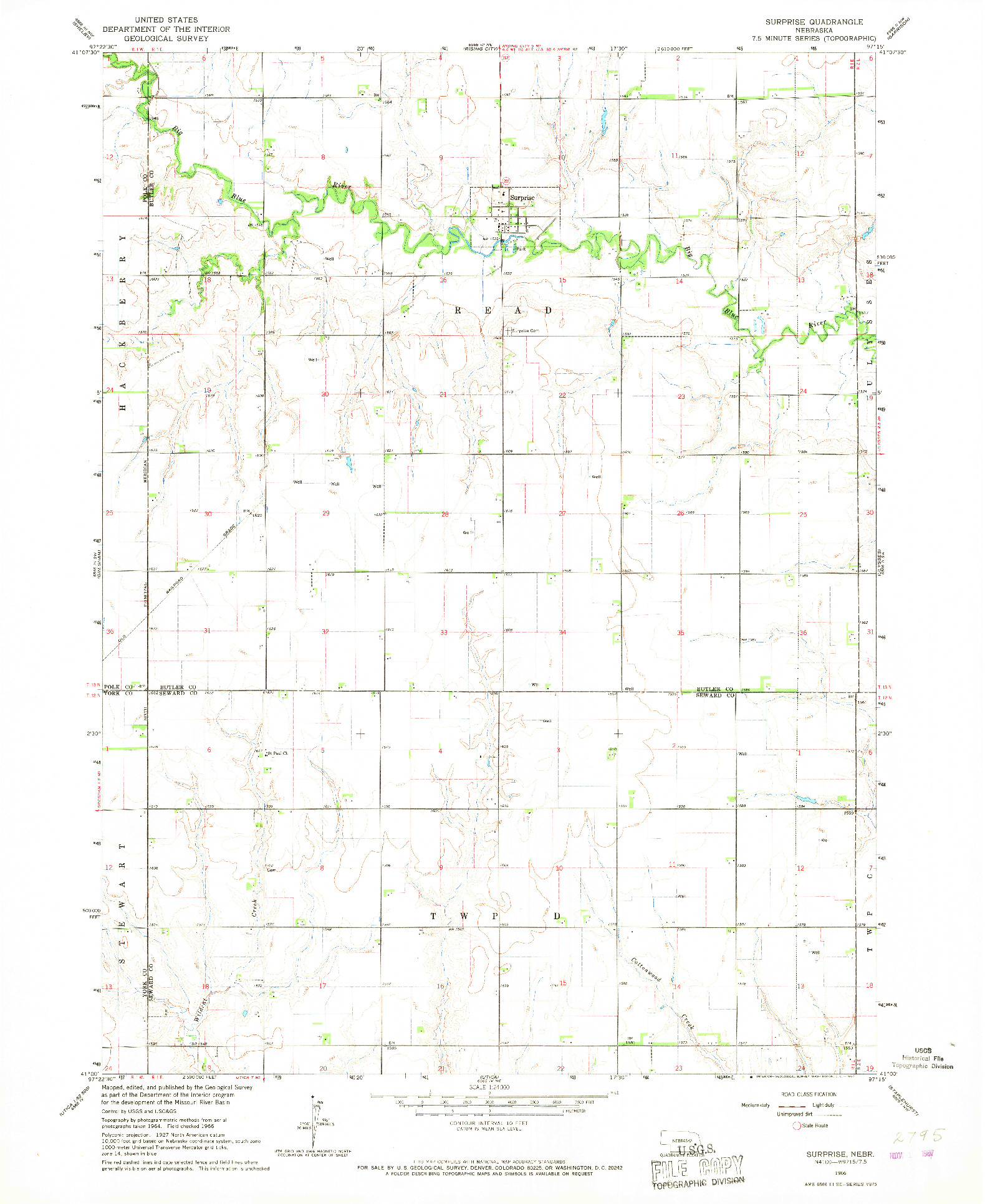 USGS 1:24000-SCALE QUADRANGLE FOR SURPRISE, NE 1966