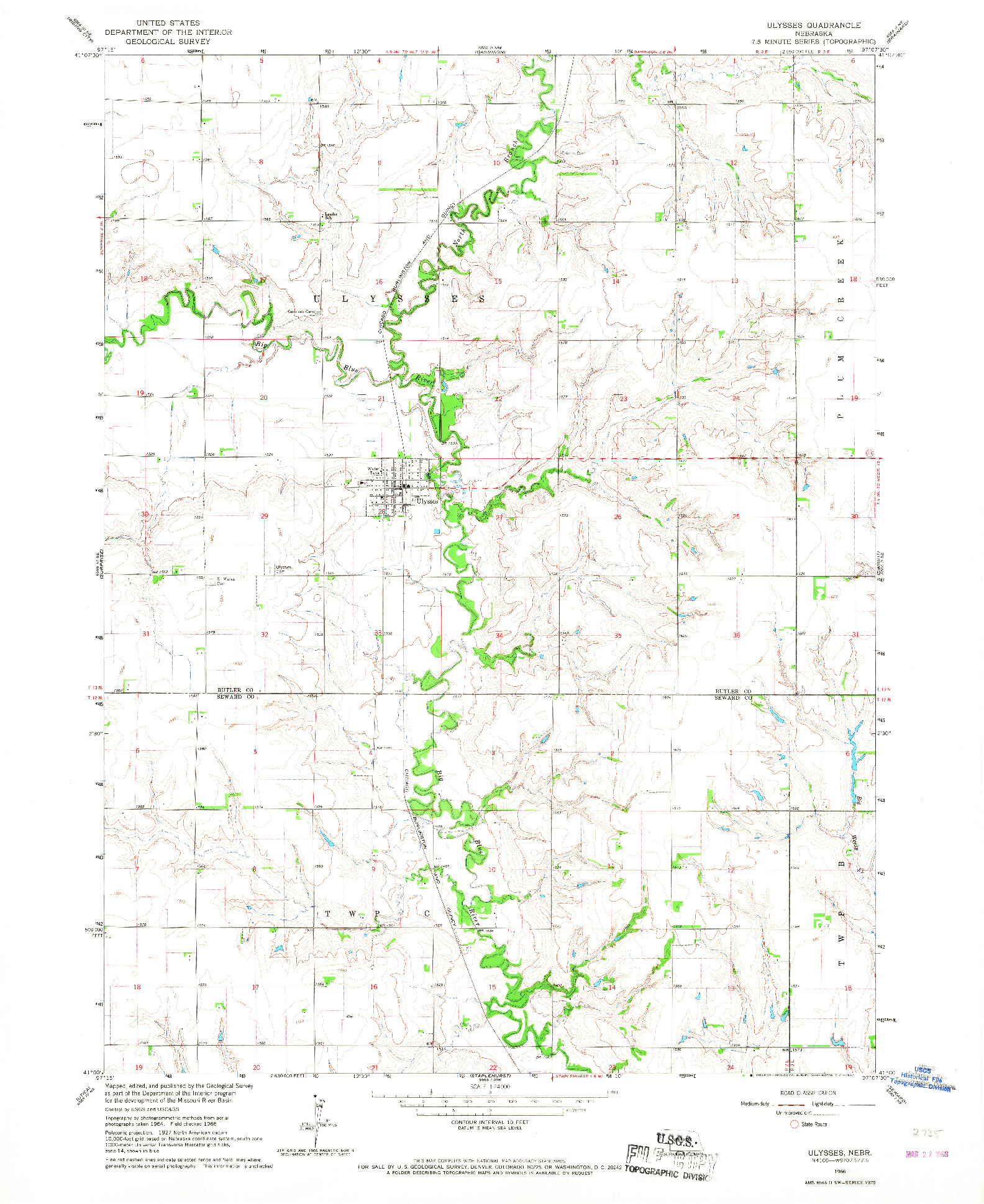 USGS 1:24000-SCALE QUADRANGLE FOR ULYSSES, NE 1966