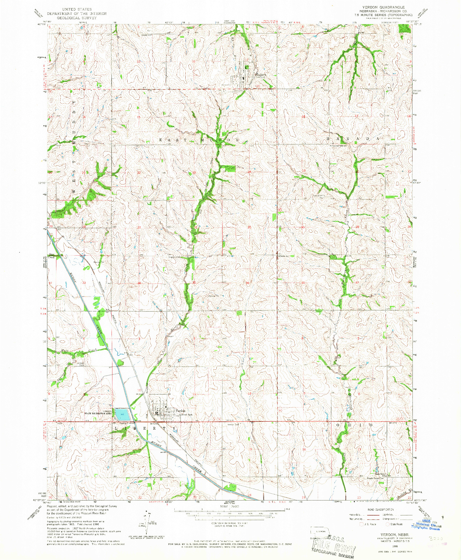 USGS 1:24000-SCALE QUADRANGLE FOR VERDON, NE 1966