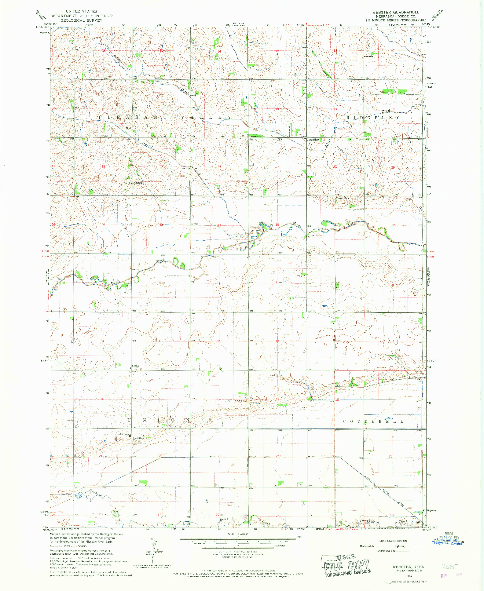 USGS 1:24000-SCALE QUADRANGLE FOR WEBSTER, NE 1966