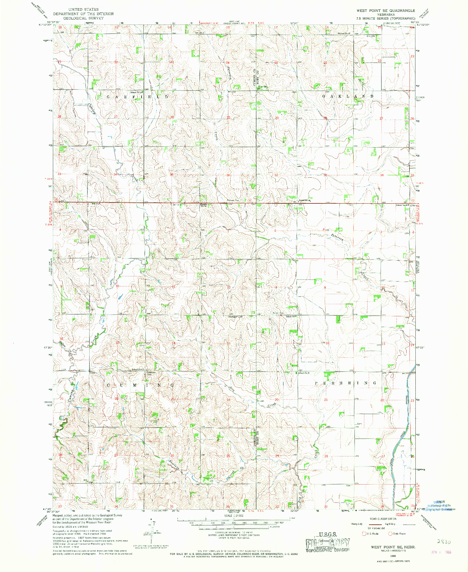 USGS 1:24000-SCALE QUADRANGLE FOR WEST POINT SE, NE 1966