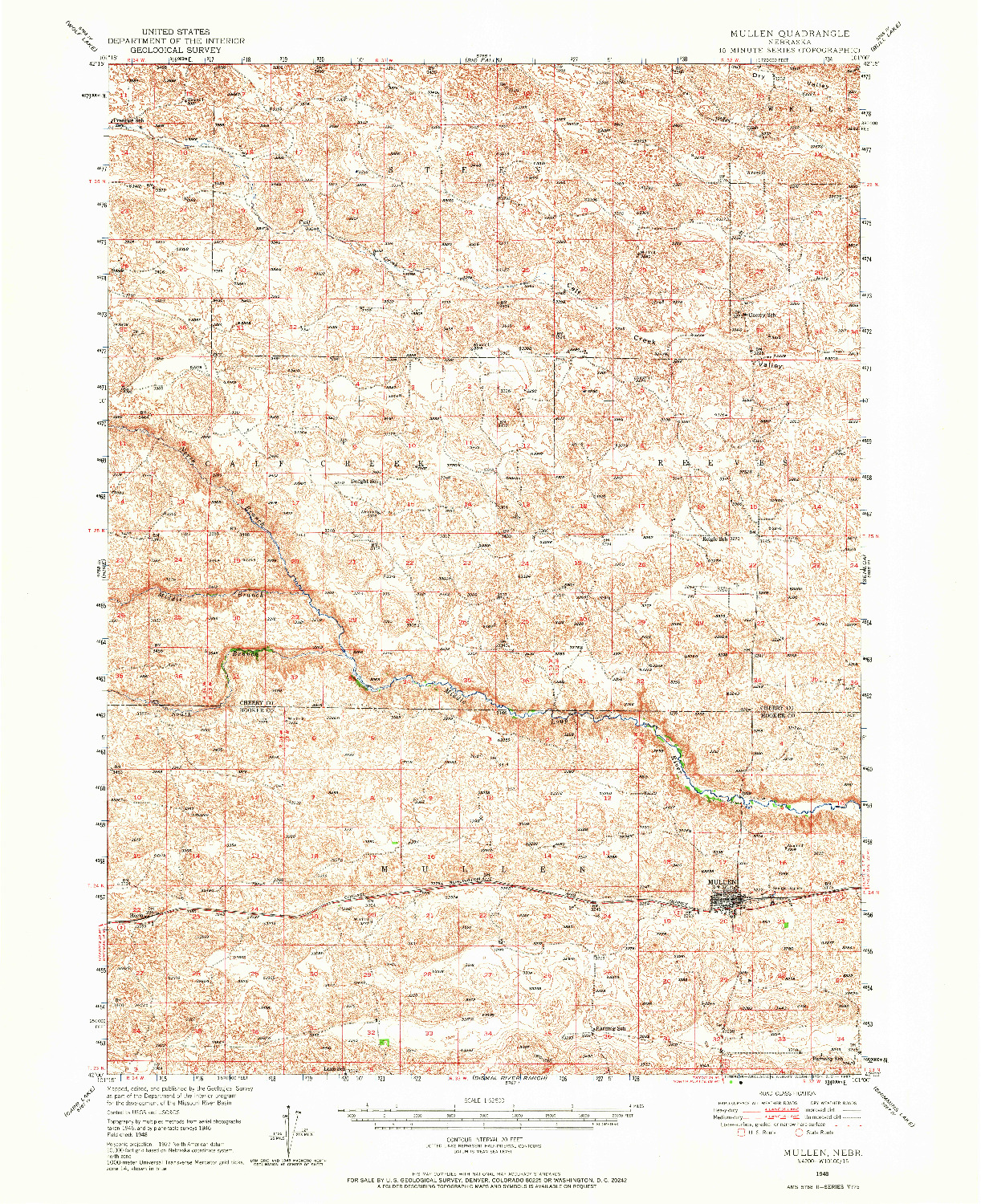 USGS 1:62500-SCALE QUADRANGLE FOR MULLEN, NE 1948