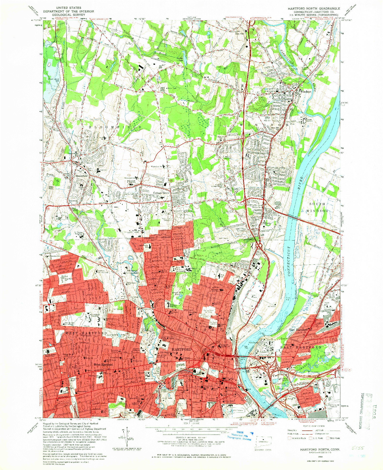 USGS 1:24000-SCALE QUADRANGLE FOR HARTFORD NORTH, CT 1964