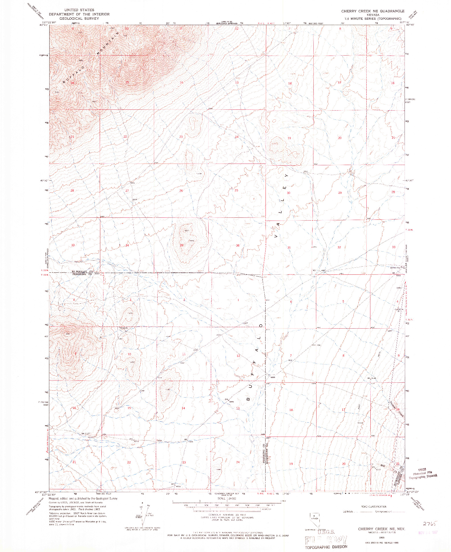 USGS 1:24000-SCALE QUADRANGLE FOR CHERRY CREEK NE, NV 1965