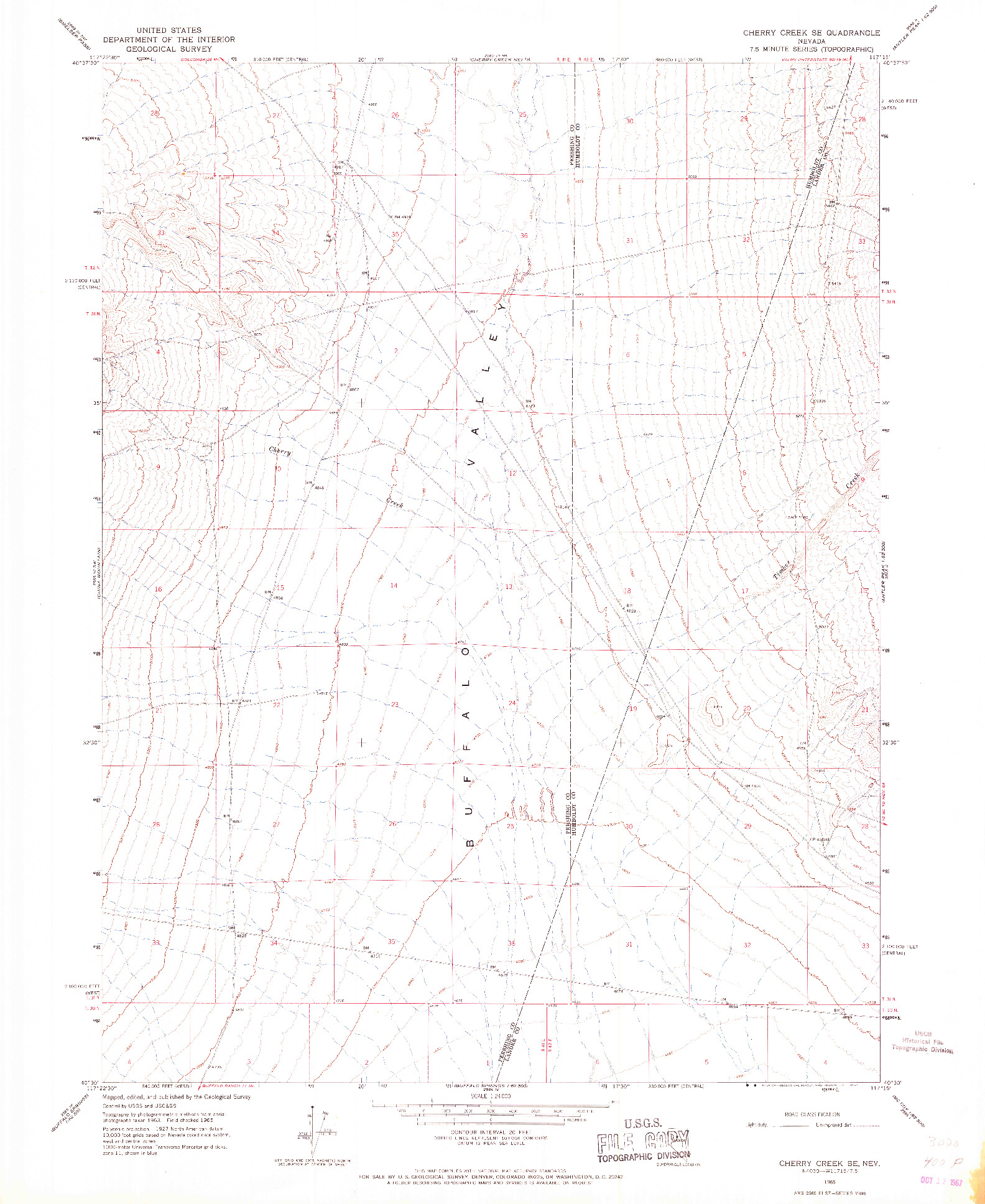 USGS 1:24000-SCALE QUADRANGLE FOR CHERRY CREEK SE, NV 1965