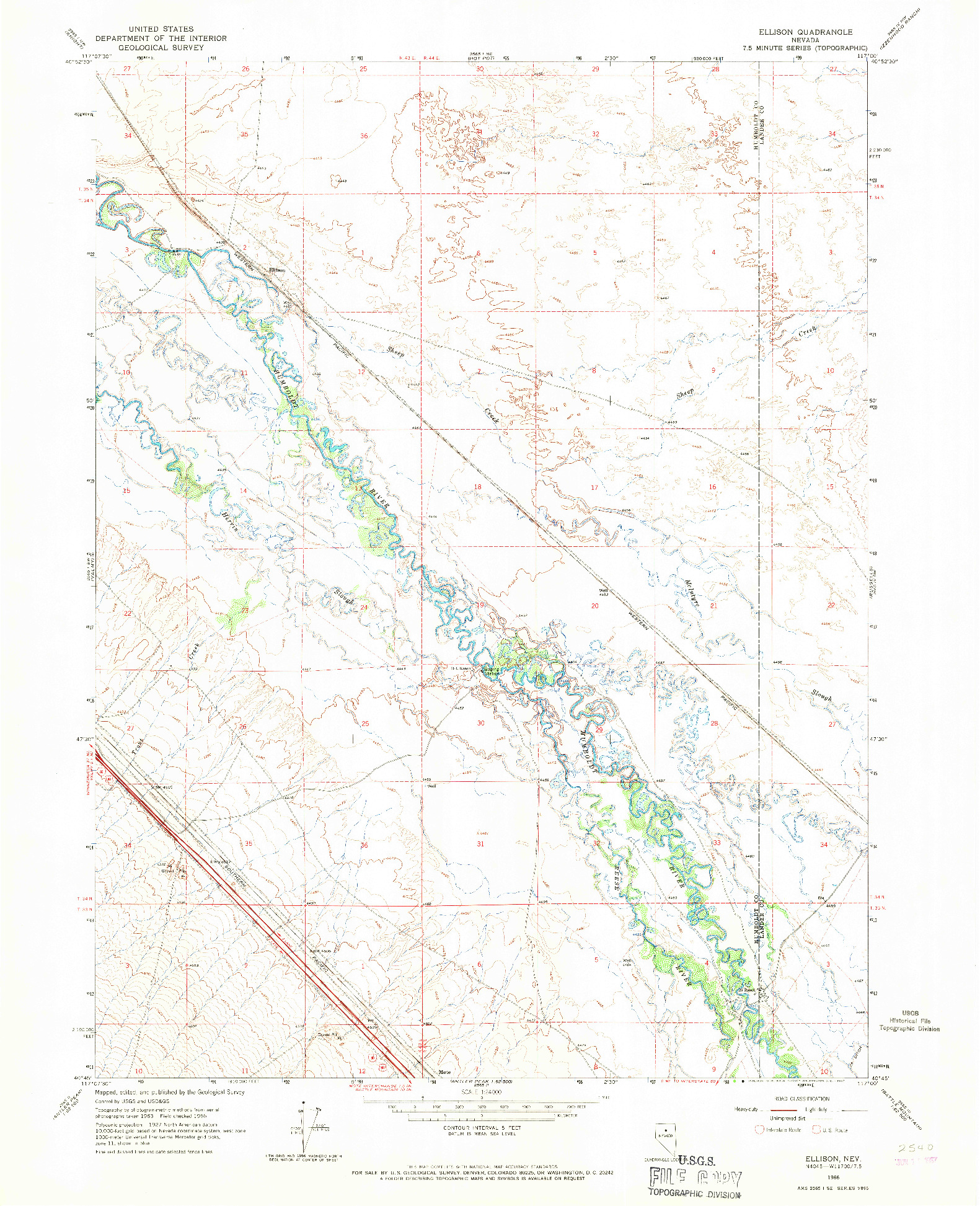 USGS 1:24000-SCALE QUADRANGLE FOR ELLISON, NV 1966