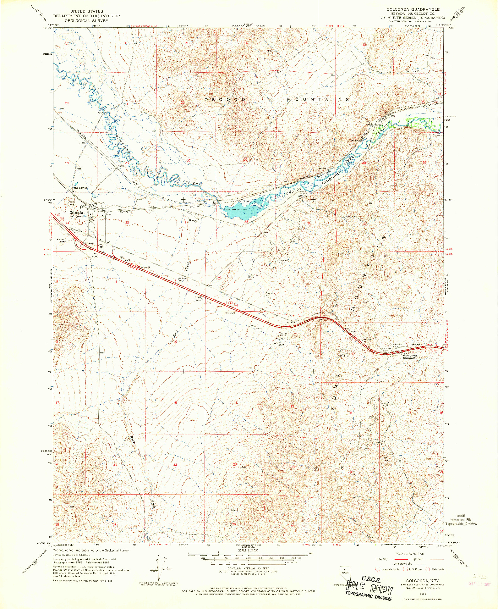 USGS 1:24000-SCALE QUADRANGLE FOR GOLCONDA, NV 1965