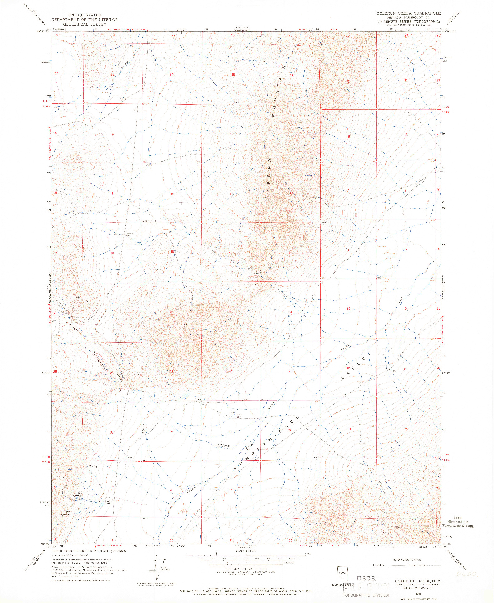 USGS 1:24000-SCALE QUADRANGLE FOR GOLDRUN CREEK, NV 1965