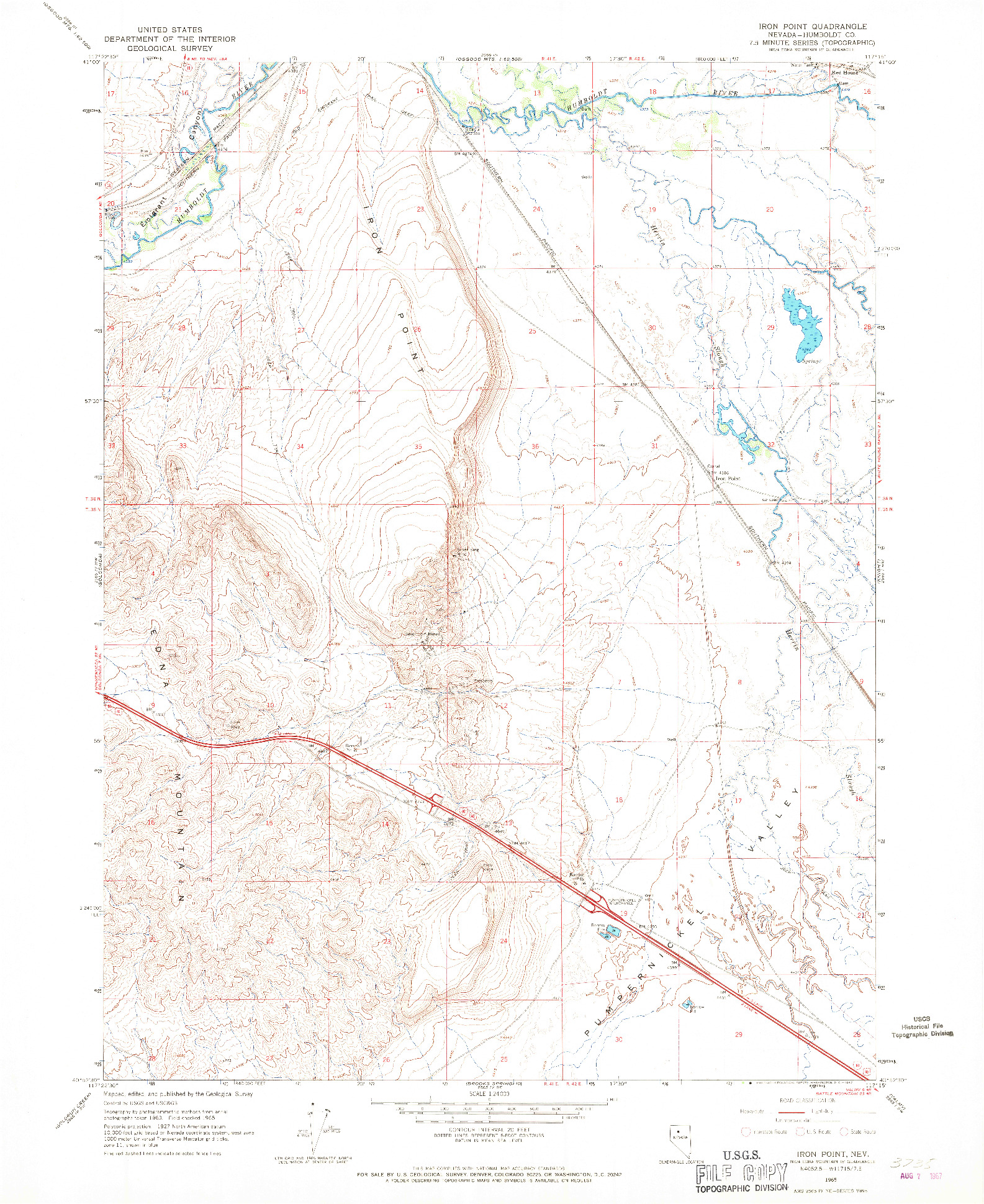 USGS 1:24000-SCALE QUADRANGLE FOR IRON POINT, NV 1965