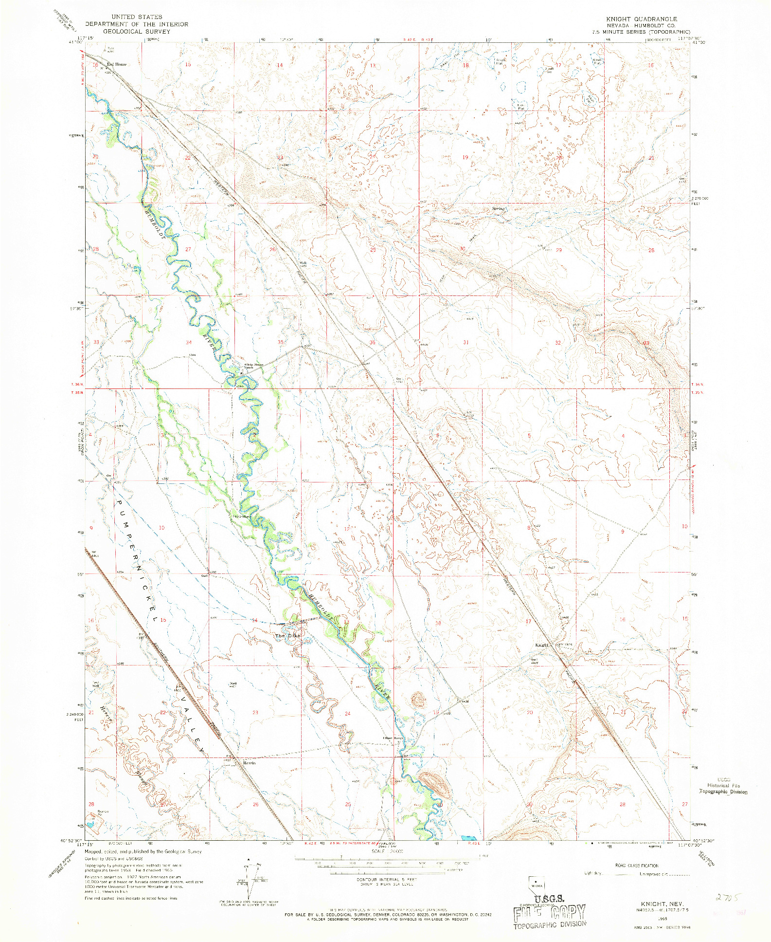USGS 1:24000-SCALE QUADRANGLE FOR KNIGHT, NV 1965