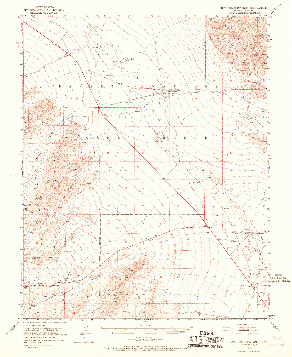 USGS 1:62500-SCALE QUADRANGLE FOR CORN CREEK SPRINGS, NV 1952