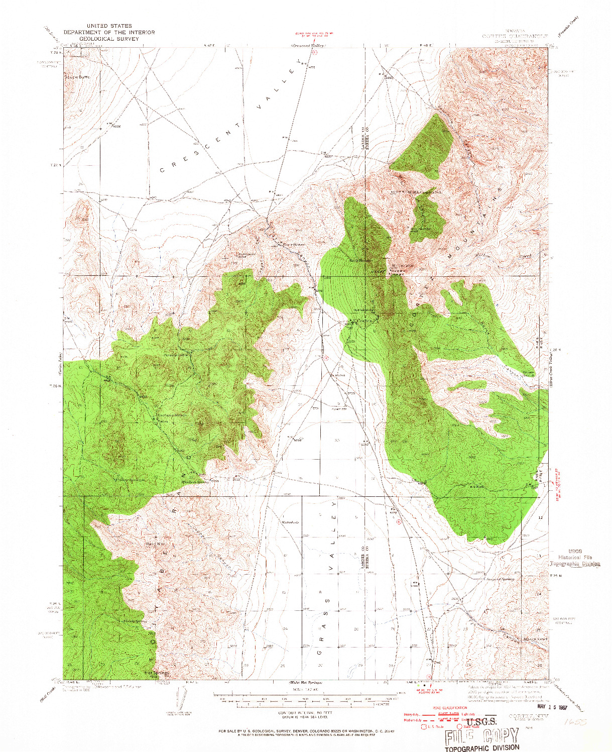 USGS 1:62500-SCALE QUADRANGLE FOR CORTEZ, NV 1938