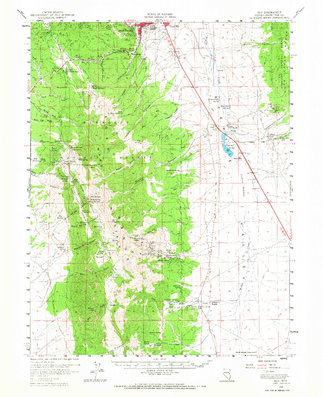 USGS 1:62500-SCALE QUADRANGLE FOR ELY, NV 1958
