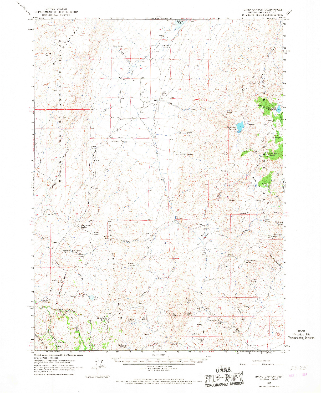 USGS 1:62500-SCALE QUADRANGLE FOR IDAHO CANYON, NV 1965