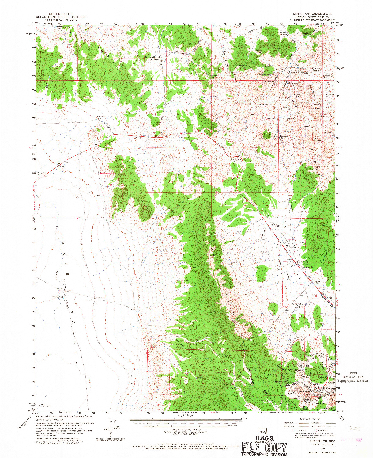 USGS 1:62500-SCALE QUADRANGLE FOR RIEPETOWN, NV 1959