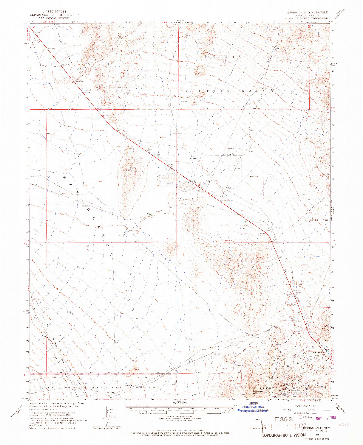 USGS 1:62500-SCALE QUADRANGLE FOR SPRINGDALE, NV 1966