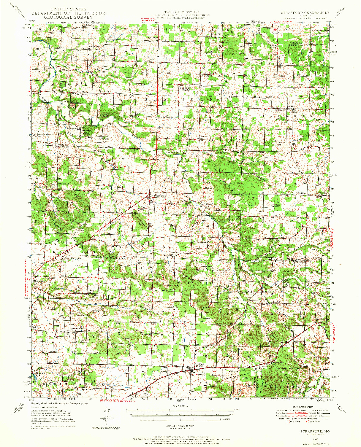 USGS 1:62500-SCALE QUADRANGLE FOR STRAFFORD, MO 1947