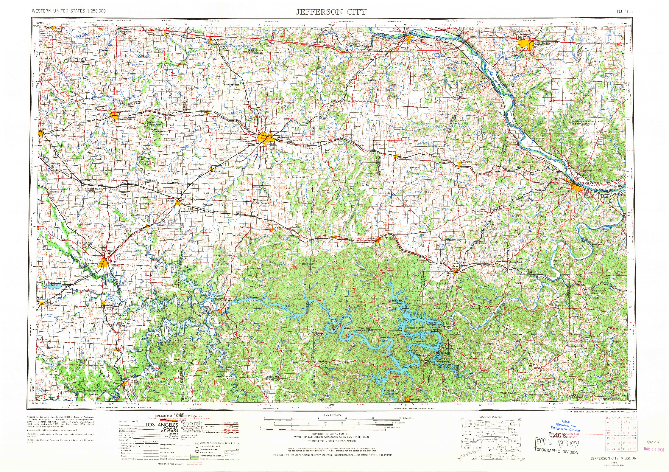 USGS 1:250000-SCALE QUADRANGLE FOR JEFFERSON CITY, MO 1955
