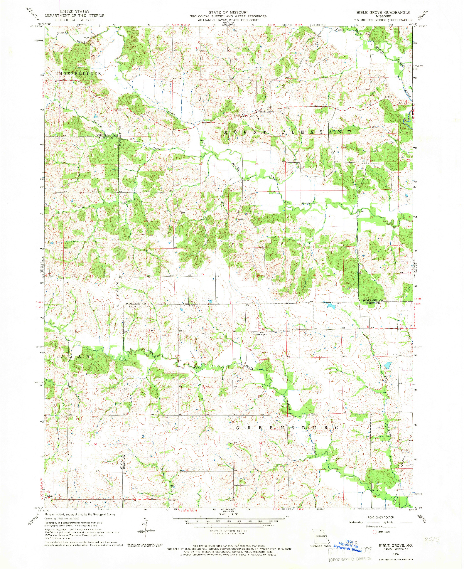 USGS 1:24000-SCALE QUADRANGLE FOR BIBLE GROVE, MO 1966