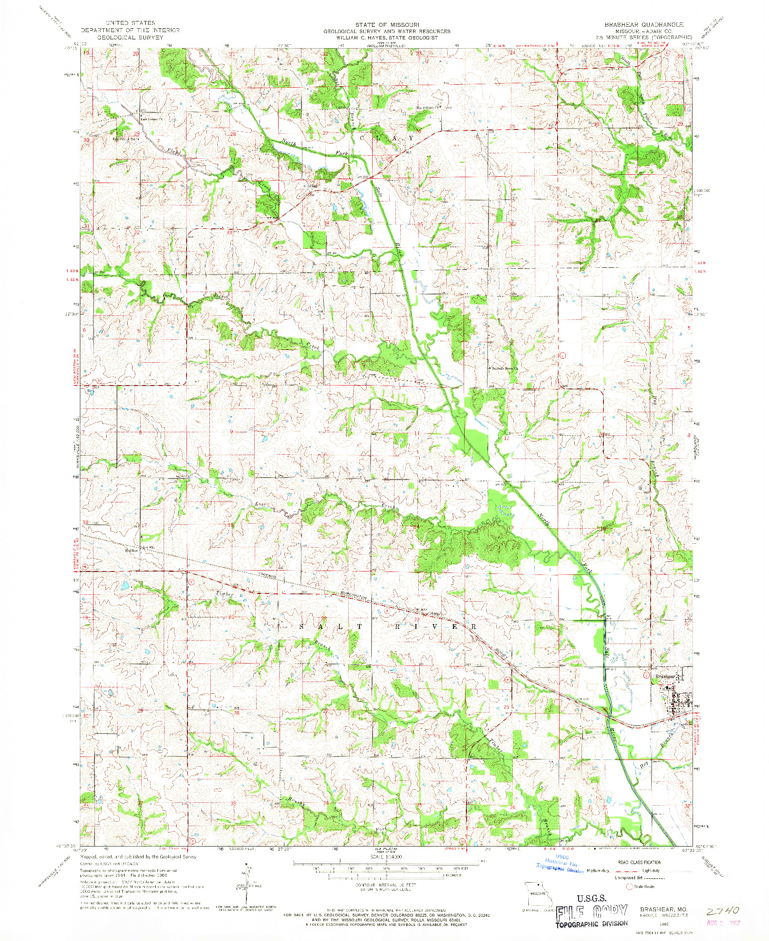 USGS 1:24000-SCALE QUADRANGLE FOR BRASHEAR, MO 1966