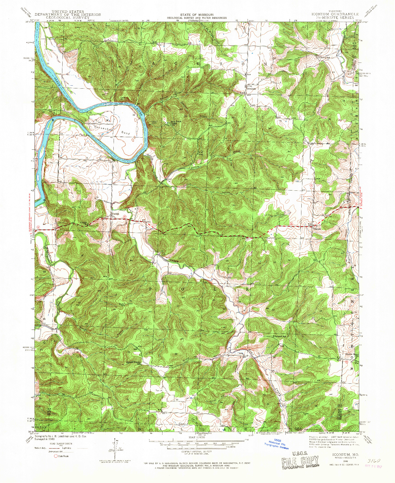 USGS 1:24000-SCALE QUADRANGLE FOR ICONIUM, MO 1940