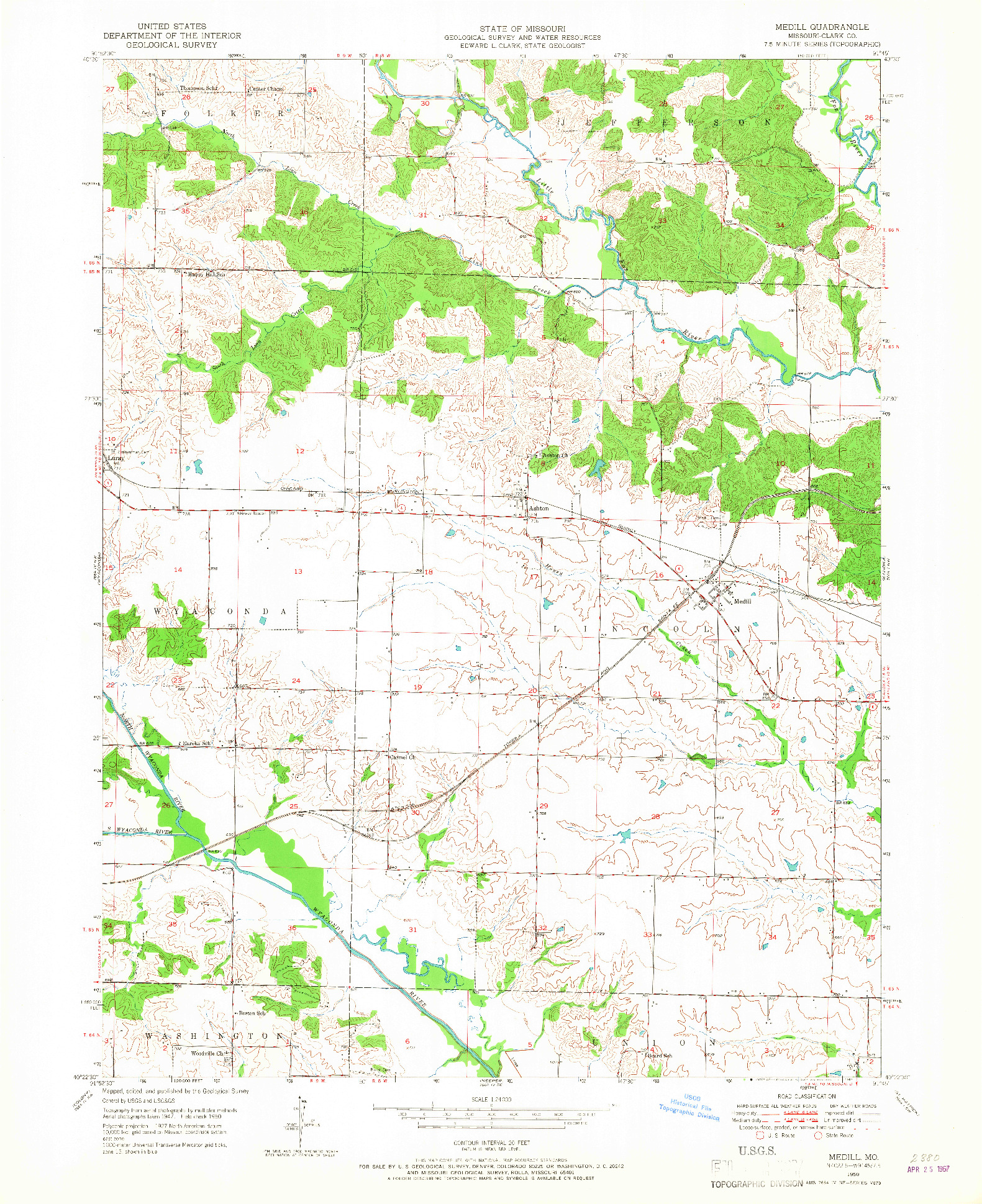 USGS 1:24000-SCALE QUADRANGLE FOR MEDILL, MO 1950