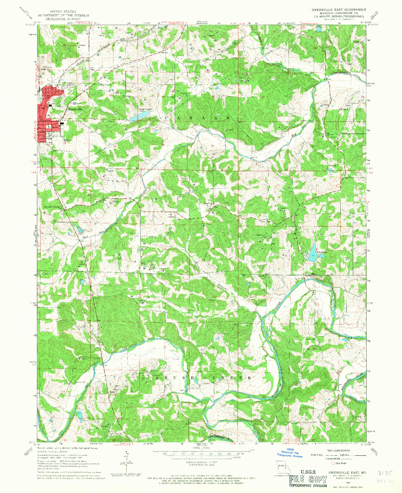 USGS 1:24000-SCALE QUADRANGLE FOR OWENSVILLE EAST, MO 1966