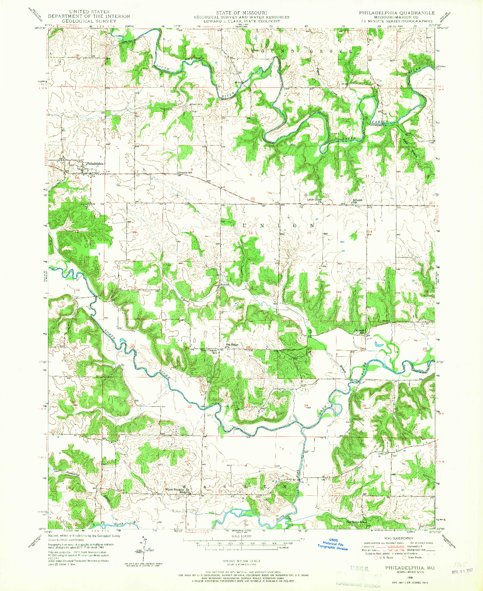 USGS 1:24000-SCALE QUADRANGLE FOR PHILADELPHIA, MO 1949