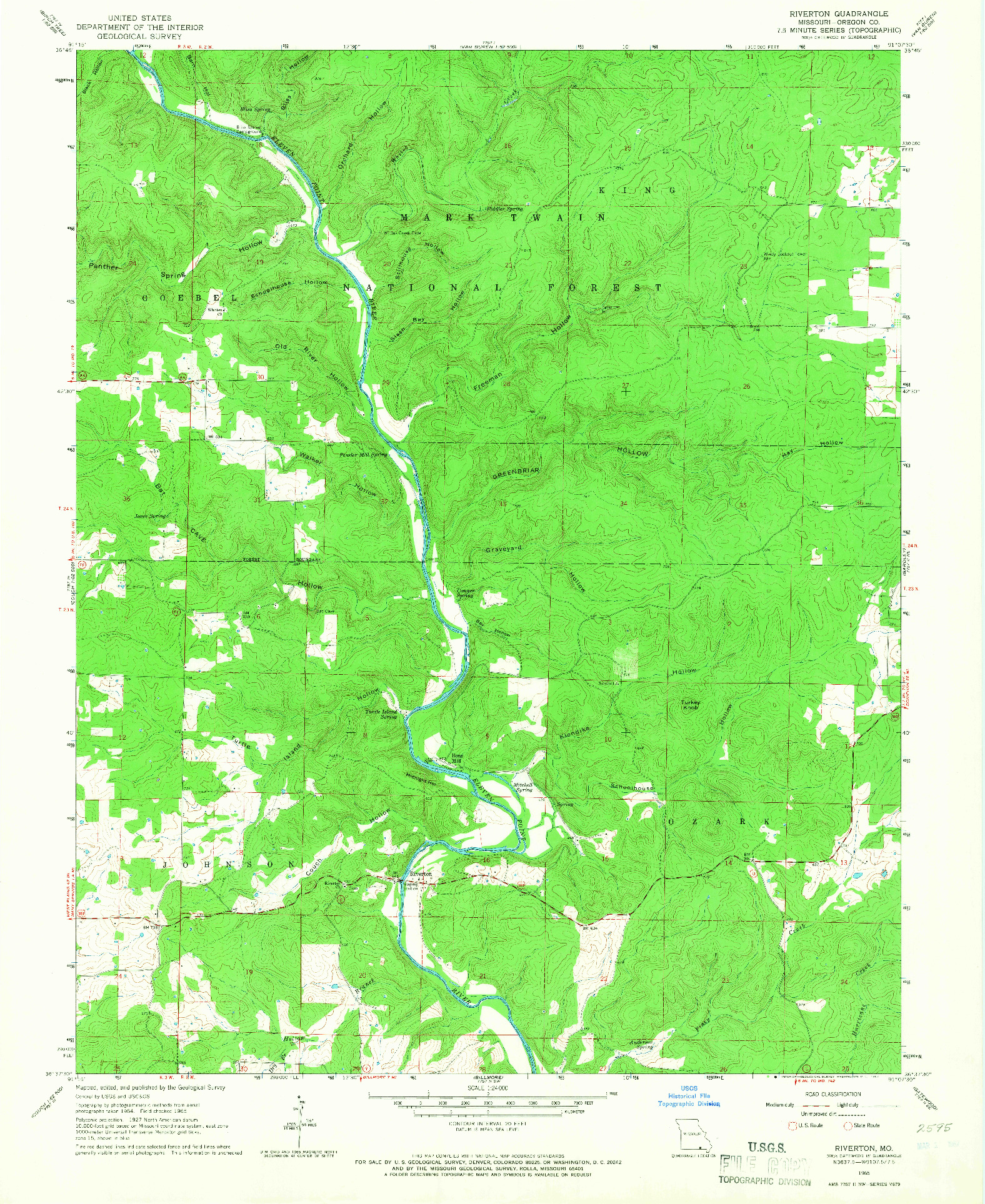 USGS 1:24000-SCALE QUADRANGLE FOR RIVERTON, MO 1965