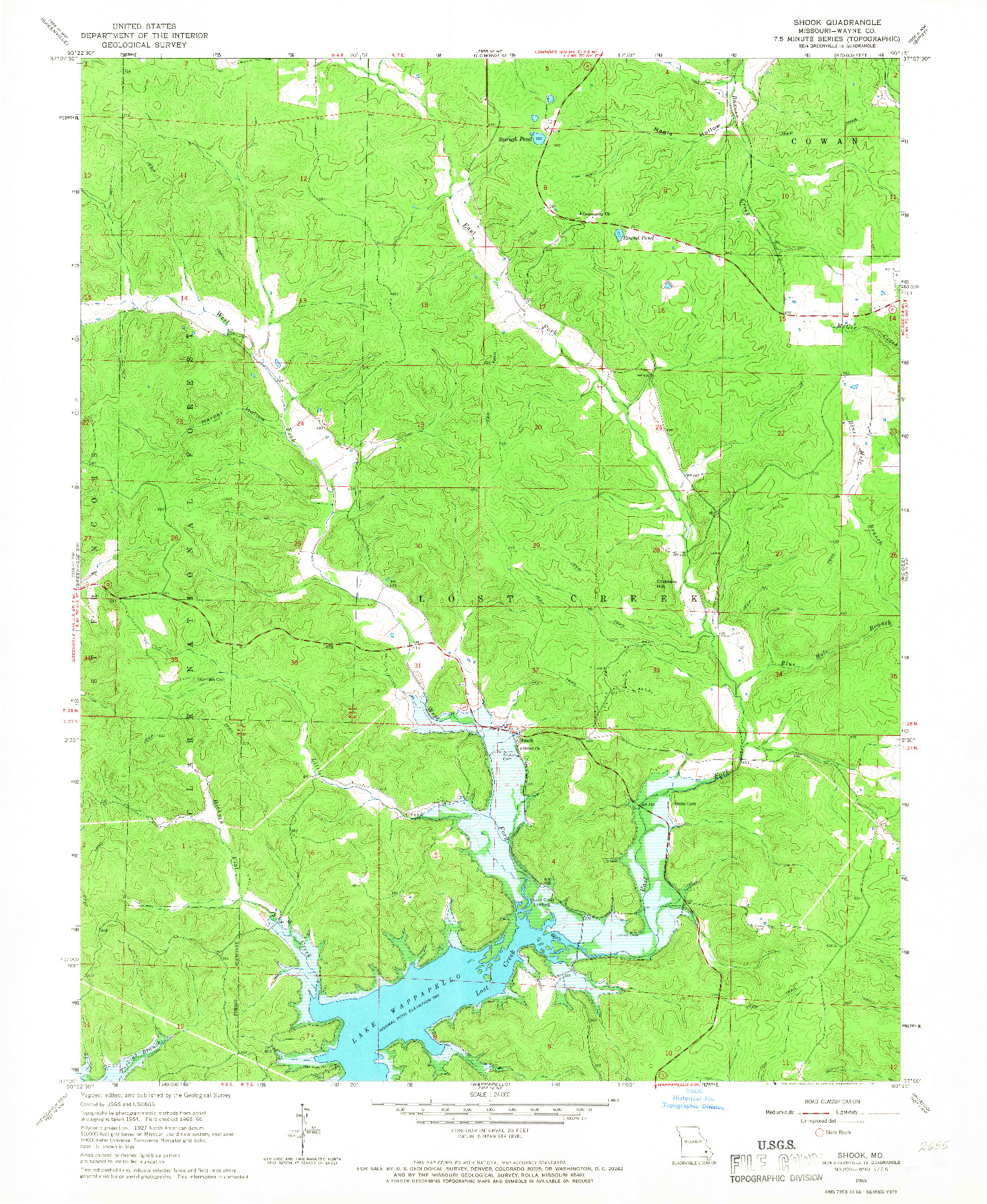 USGS 1:24000-SCALE QUADRANGLE FOR SHOOK, MO 1966