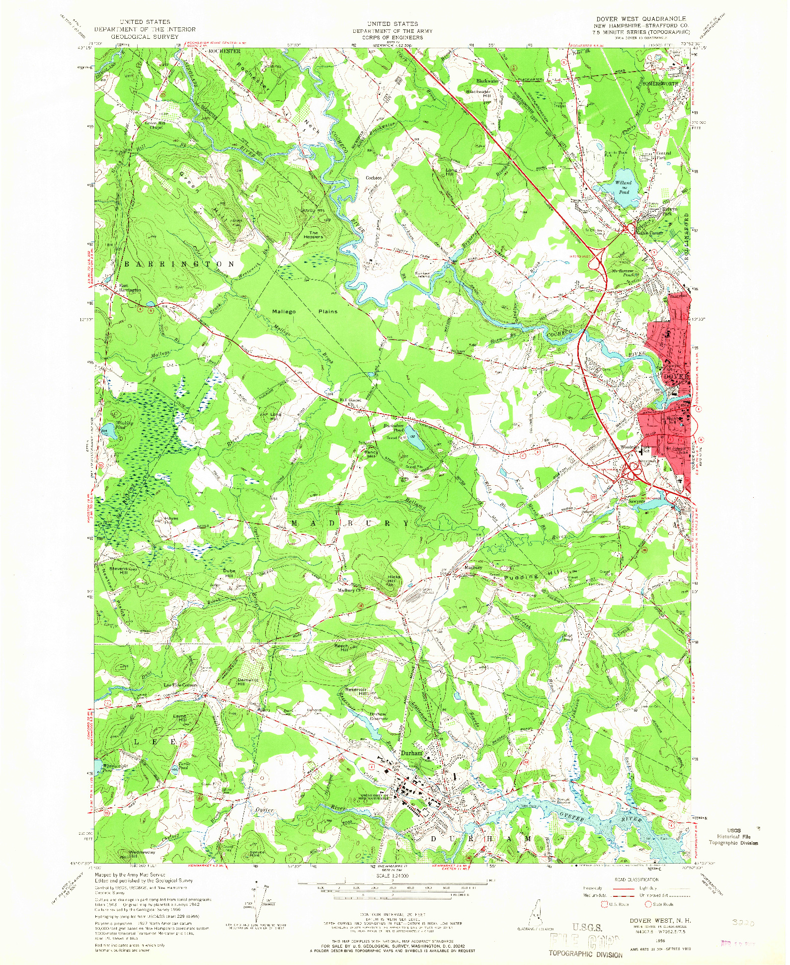 USGS 1:24000-SCALE QUADRANGLE FOR DOVER WEST, NH 1956
