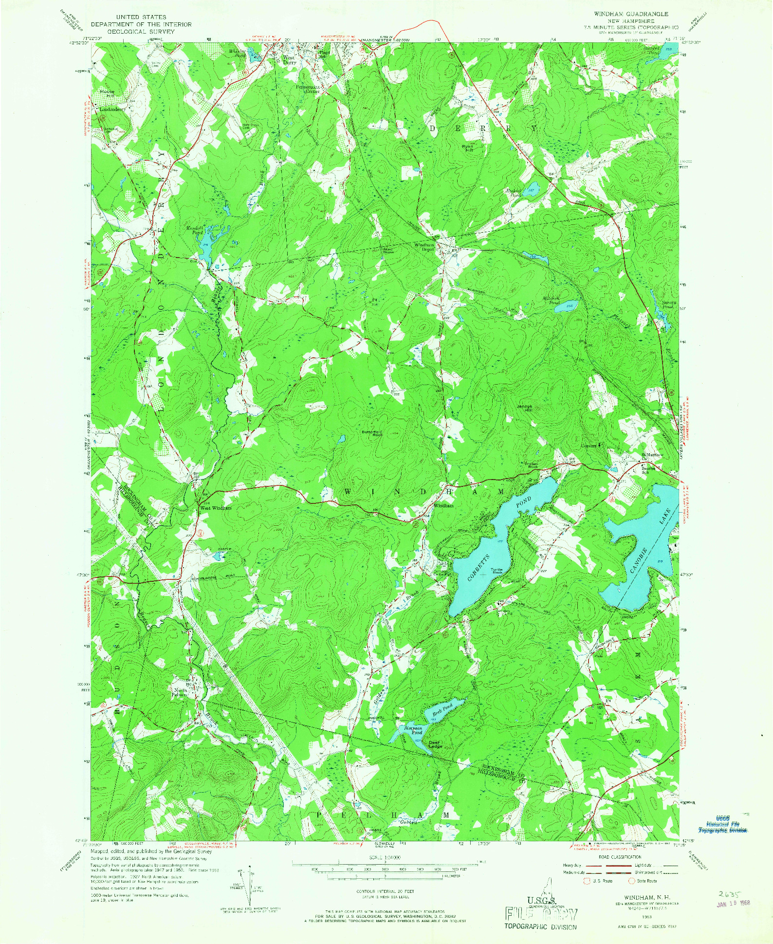 USGS 1:24000-SCALE QUADRANGLE FOR WINDHAM, NH 1953