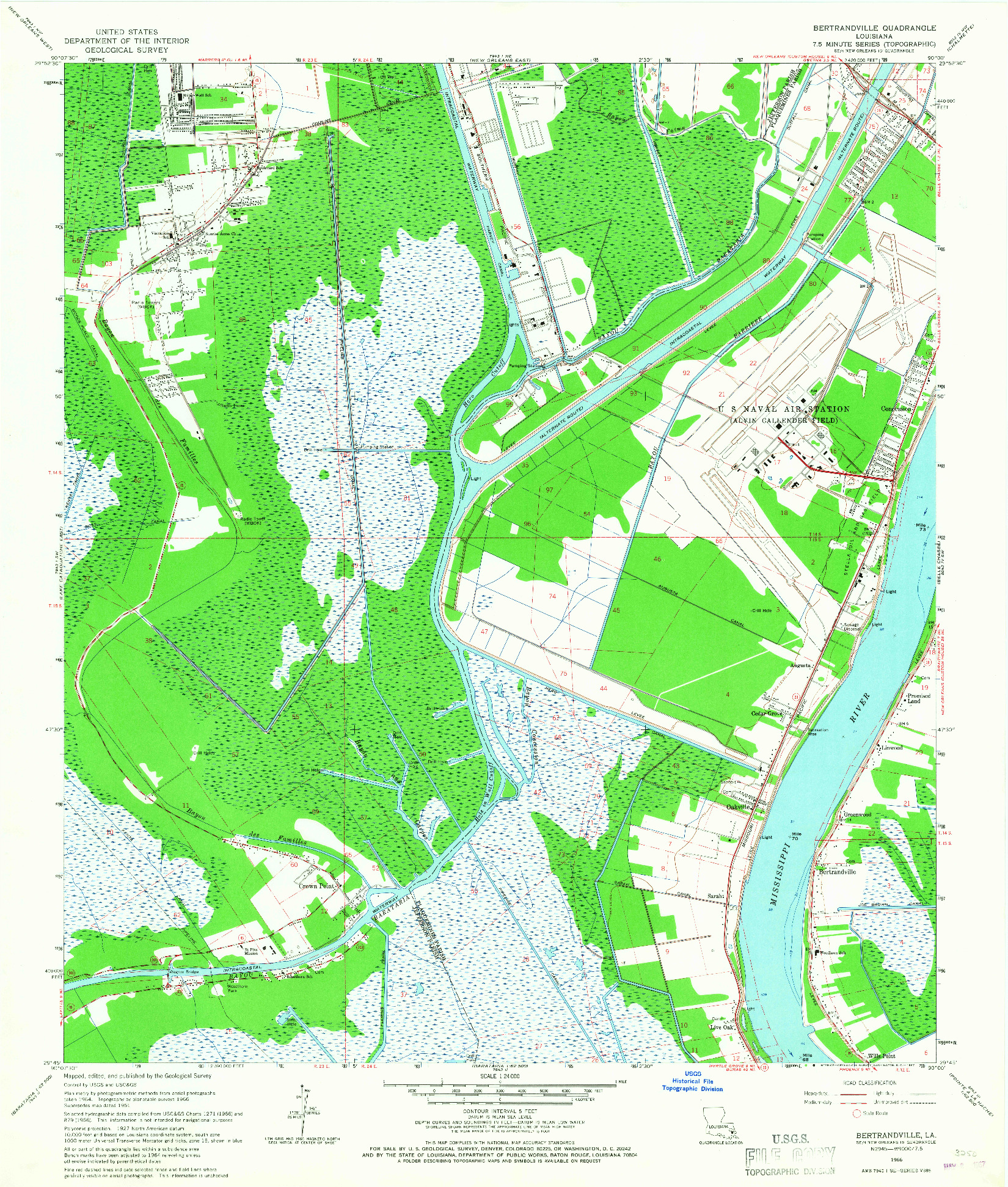 USGS 1:24000-SCALE QUADRANGLE FOR BERTRANDVILLE, LA 1966