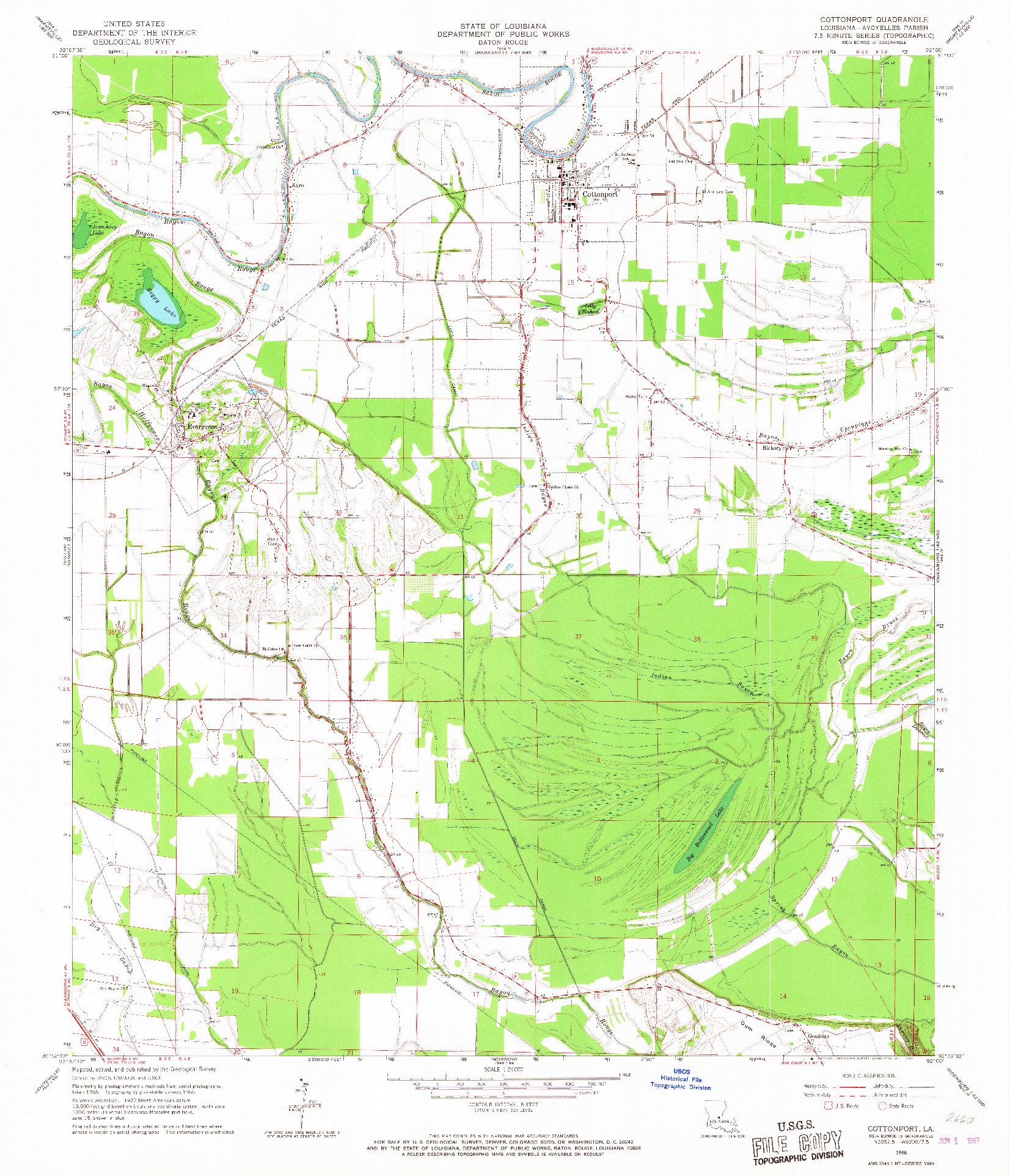 USGS 1:24000-SCALE QUADRANGLE FOR COTTONPORT, LA 1966