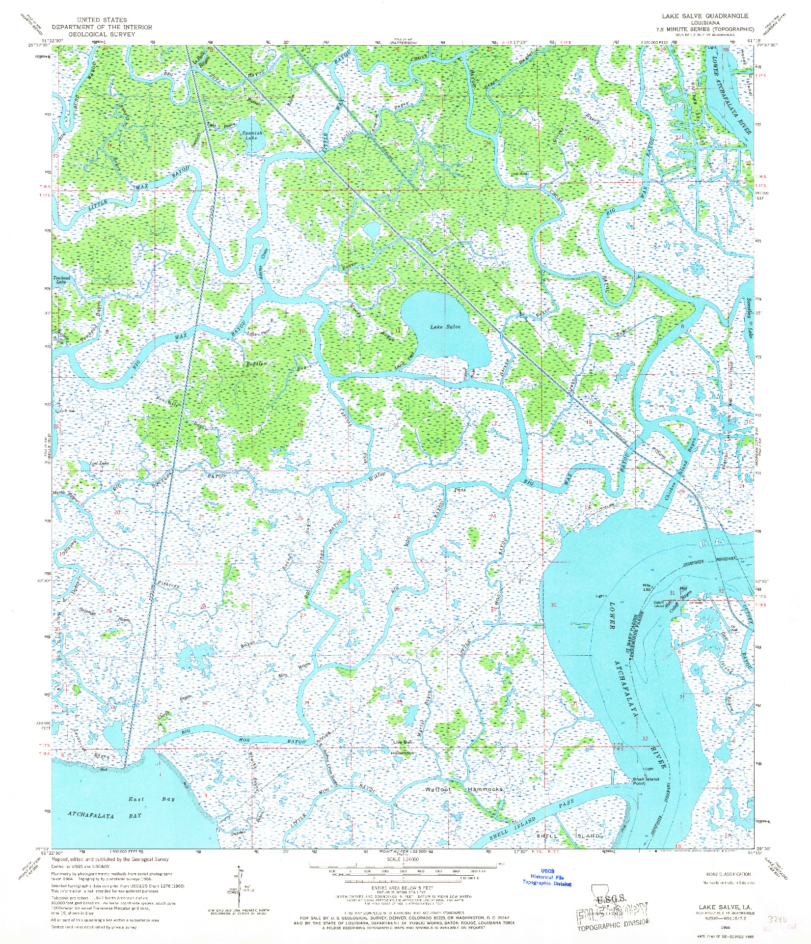 USGS 1:24000-SCALE QUADRANGLE FOR LAKE SALVE, LA 1966