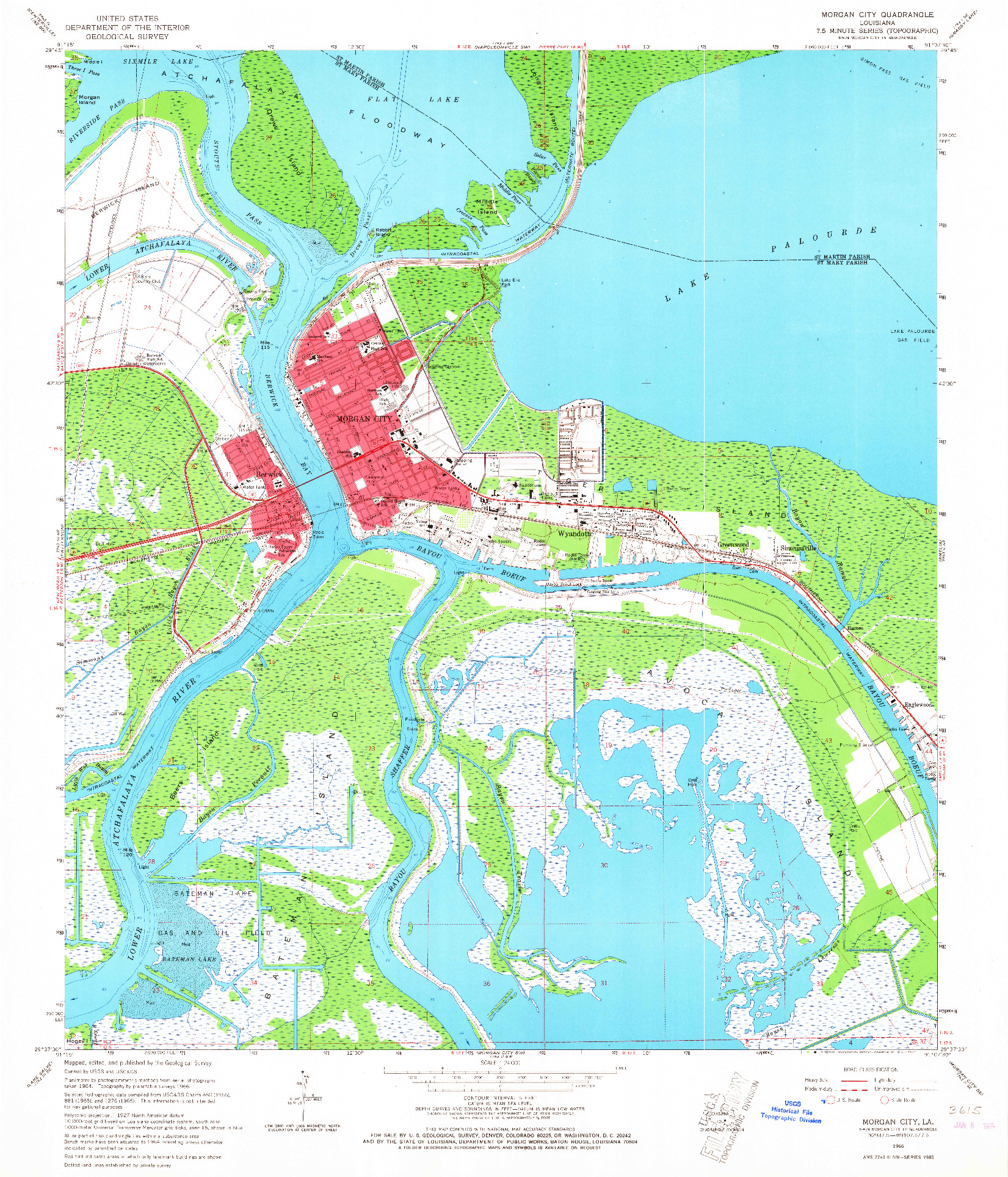 USGS 1:24000-SCALE QUADRANGLE FOR MORGAN CITY, LA 1966