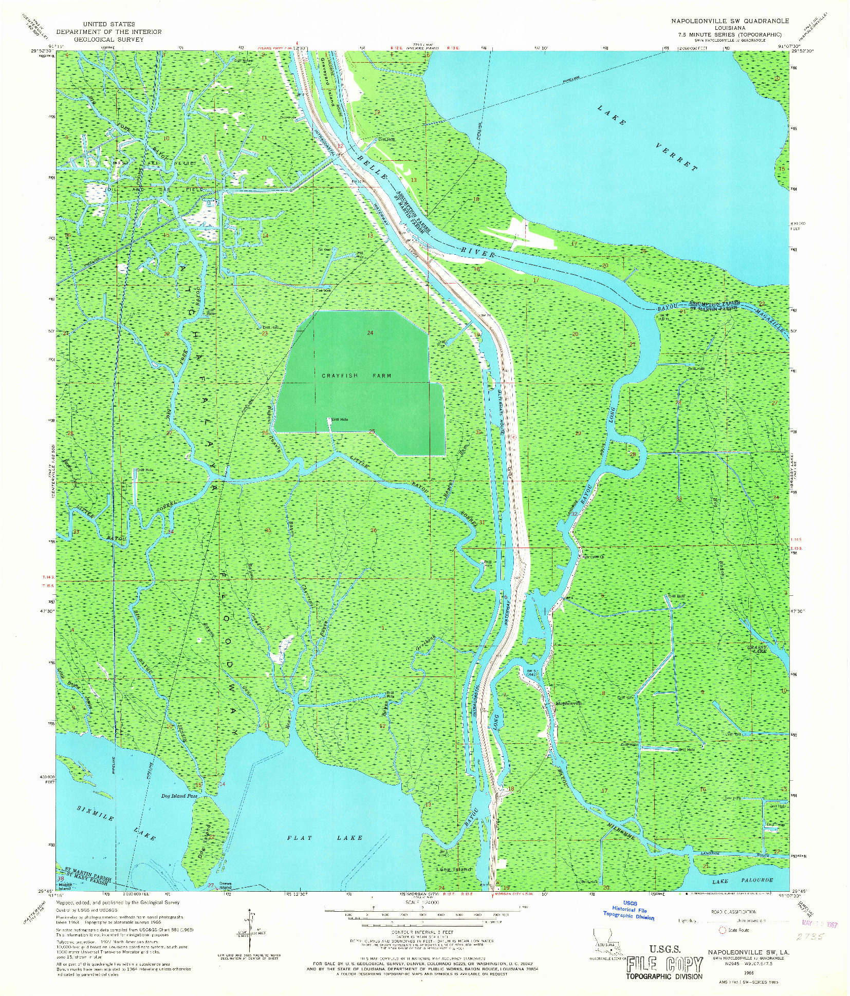 USGS 1:24000-SCALE QUADRANGLE FOR NAPOLEONVILLE SW, LA 1966
