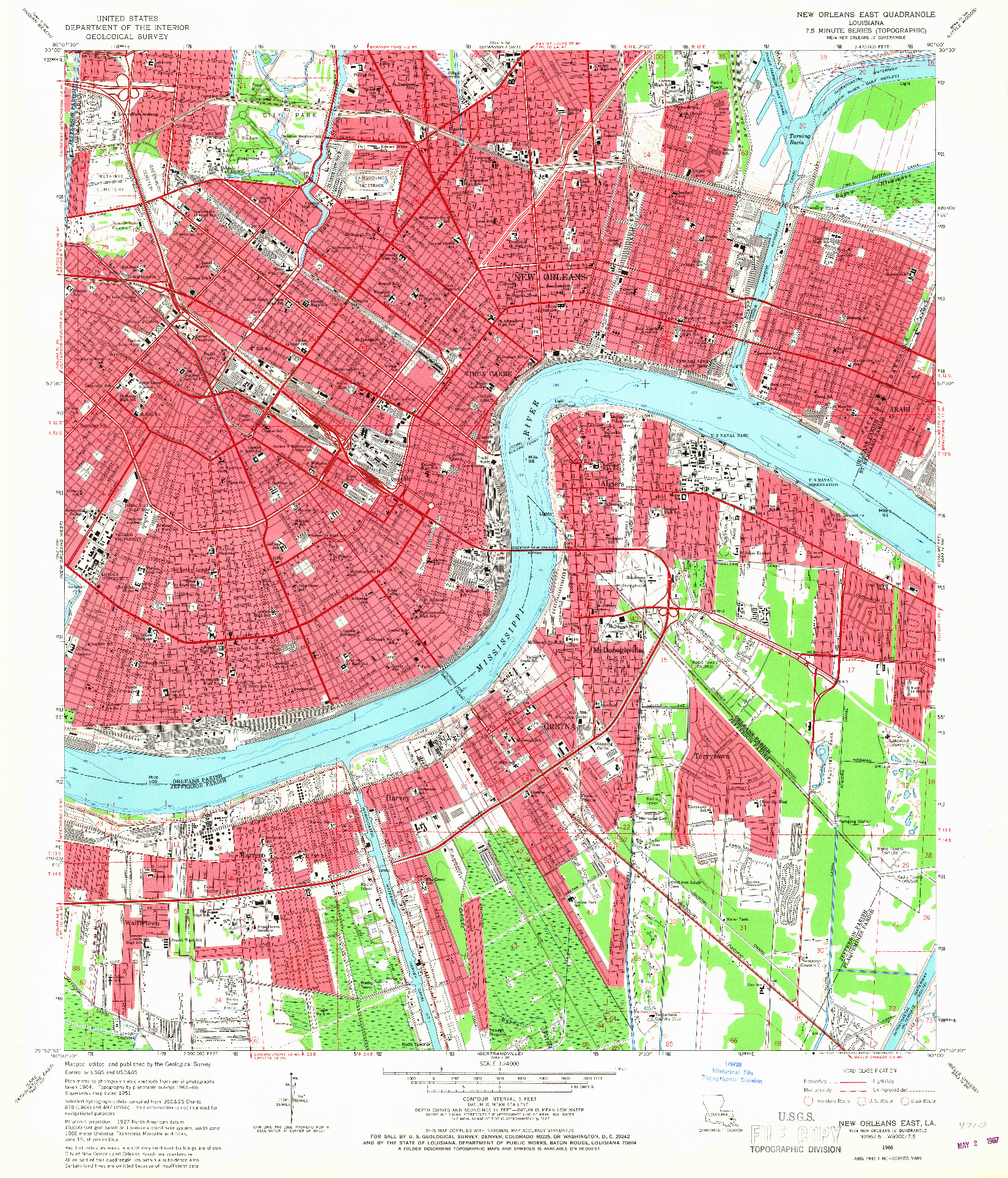 USGS 1:24000-SCALE QUADRANGLE FOR NEW ORLEANS EAST, LA 1966