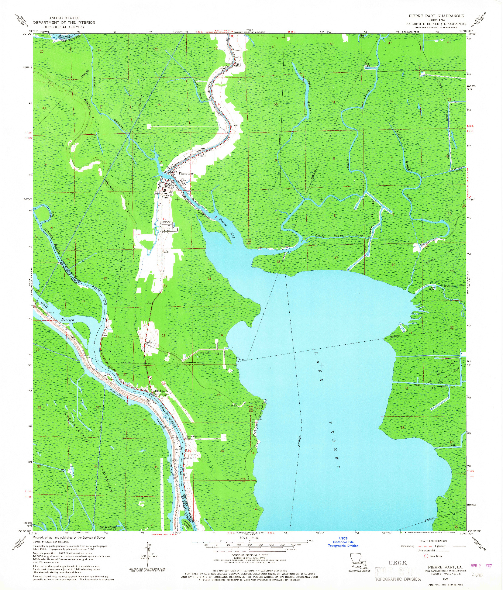 USGS 1:24000-SCALE QUADRANGLE FOR PIERRE PART, LA 1966