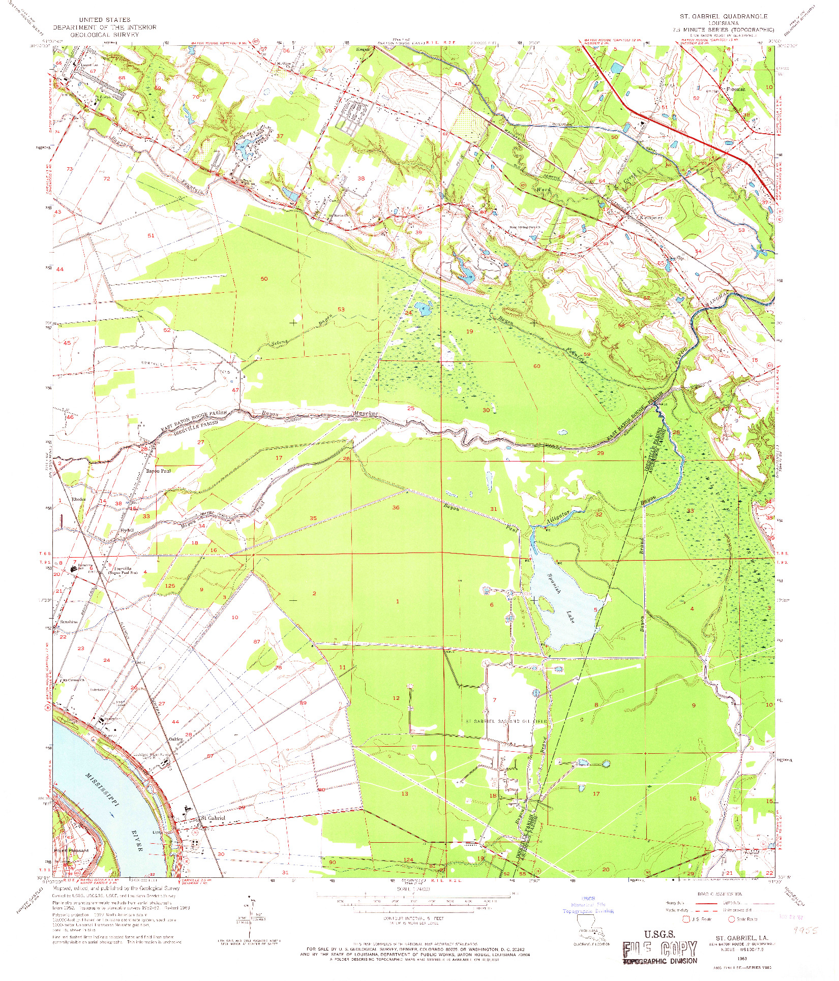 USGS 1:24000-SCALE QUADRANGLE FOR ST. GABRIEL, LA 1963