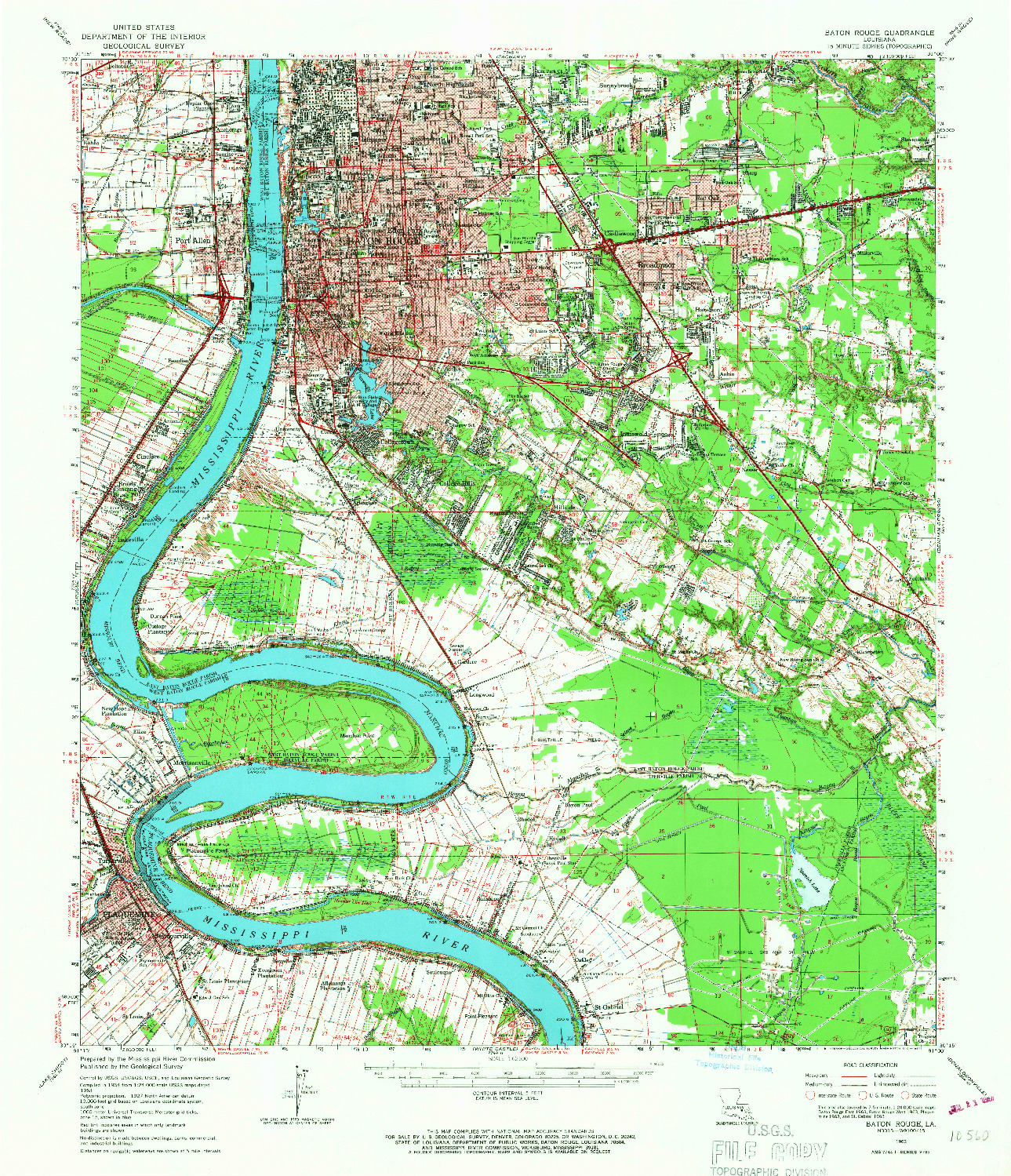 USGS 1:62500-SCALE QUADRANGLE FOR BATON ROUGE, LA 1963