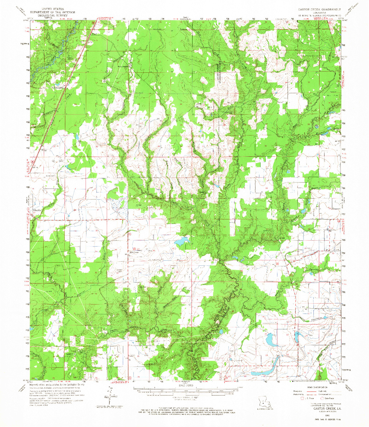 USGS 1:62500-SCALE QUADRANGLE FOR CASTOR CREEK, LA 1961