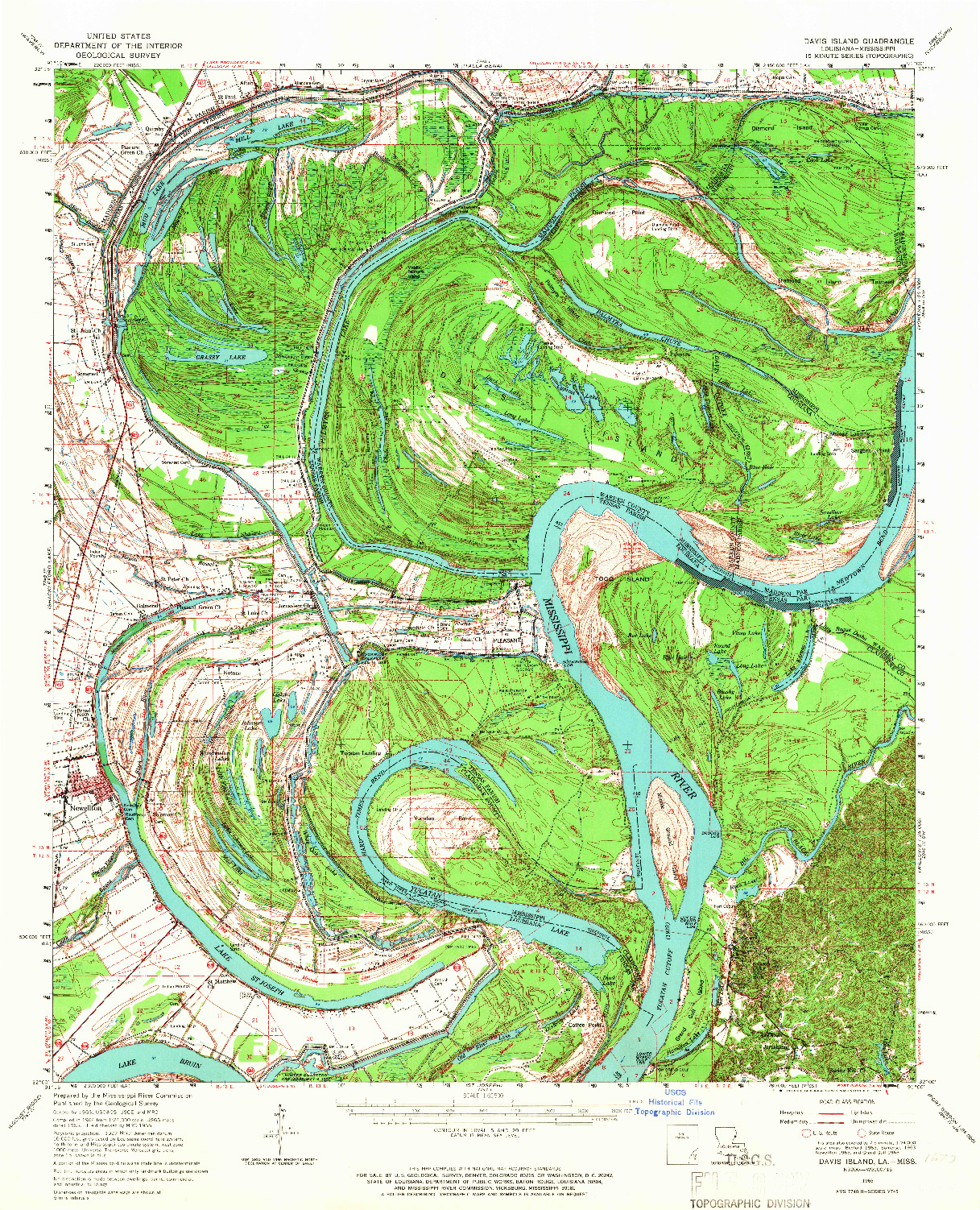 USGS 1:62500-SCALE QUADRANGLE FOR DAVIS ISLAND, LA 1965